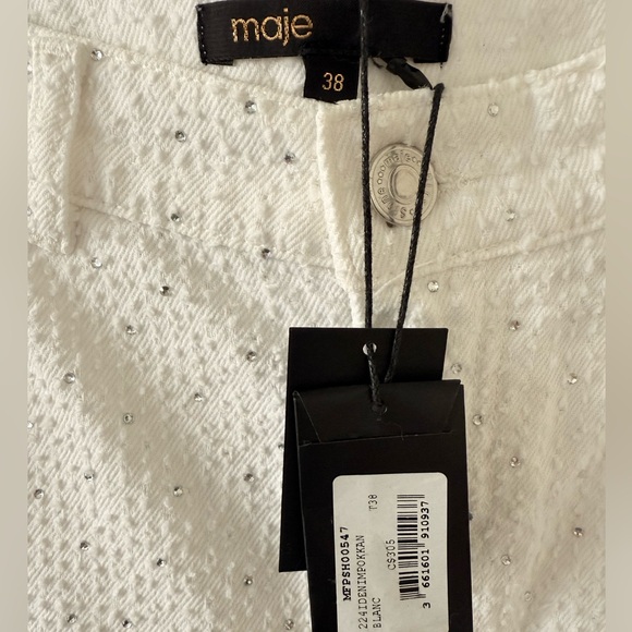 Maje Rhinestone Jean Shorts, Size 38 - Picture 4 of 7
